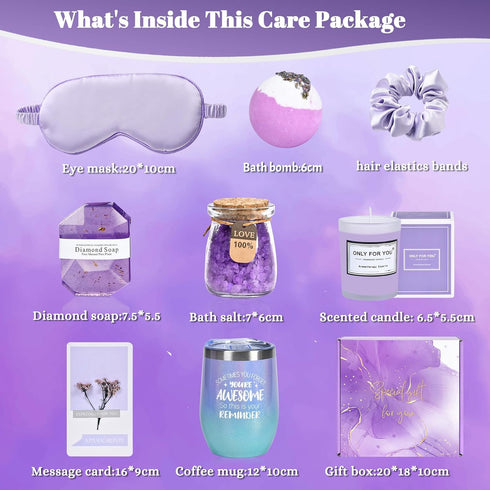 Gifts for Women, Mom, Wife, Girlfriend, Sister, Her- Happy Birthday, Christmas, Valentine's Day, Mothers Day Gifts - Lavender Spa Gift Basket Set Thank You Gifts