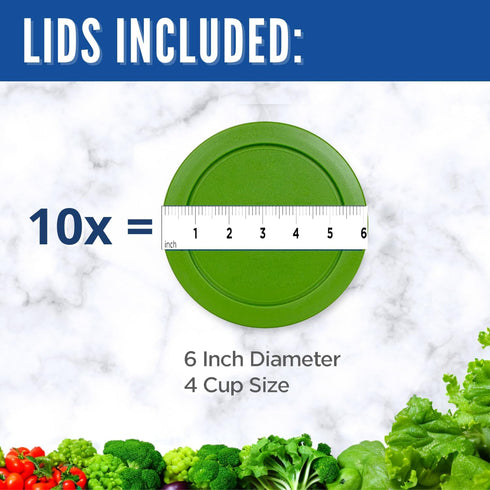 Replacement Lid for Pyrex 6" Storage Plastic Cover, 4 Cup Bowl, 10-Pack