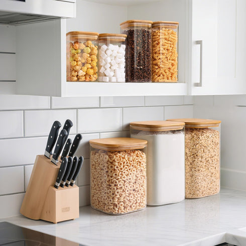 3.6 Set 2, ComSaf Qt Glass Food Storage Containers of Large Storage Containers with Lids, Square Glass Jars with Lids