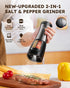 Set 2 1 Sangcon Electric Salt and Pepper Grinder Shaker IN - Automatic Salt and Pepper Grinder Mill, Battery Powered
