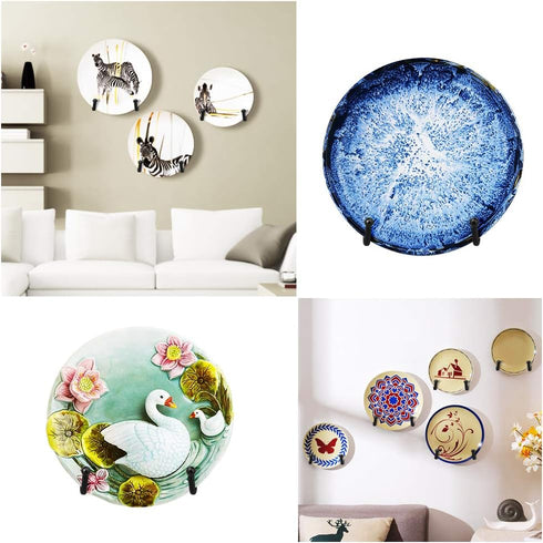 MOCOUM 4 Pack Wall Mount Plate Display Stands, Medium Wall Easel Holder for Decorative Plates (Straight, 6 inch)