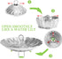 Steamer Basket Stainless Steel Vegetable Basket, Metal Handle Folding Silicone Feet Insert for Cooking Veggies