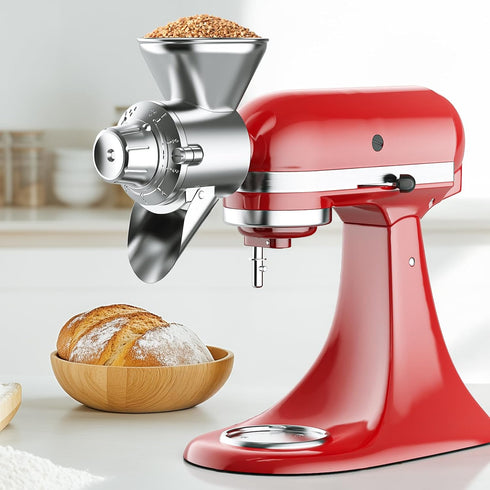 Grain Mill Attachment for Kitchenaid Stand Mixer, All Metal, 9 Levels Flour Mill, Suitable for Fully Dried