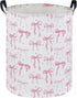 DDBASKET Girls Laundry Basket Pink Hamper for Nursery Bowkont Hamper Cute Kids Storage