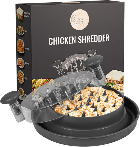 Large Chicken Shredder Tool, Twist Meat Shredder with Transparent Lid, Anti-Slip Strip, Ergonomic Handle, BPA Free