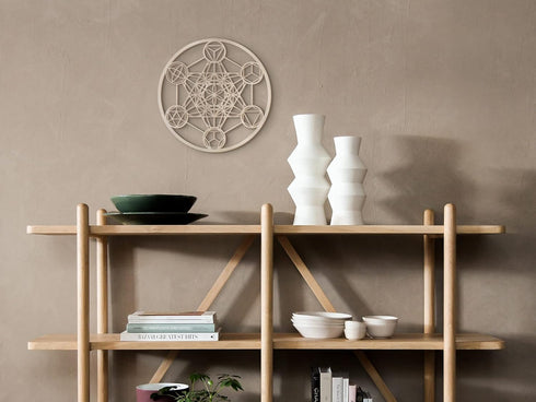 Fourth Level MFG 12" Platonic Solids Wood Wall Art, Sacred Geometry Zen Home Decoration for Yoga & Meditation