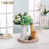 Counter Hanobe Round Wooden Decorative Tray: White Washed Bead Tray Decor for Coffee Table Centerpiece Rustic Farmhouse