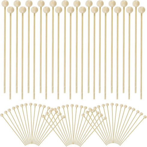 100PCS 6inch Rock Candy Sticks, Wood Swizzle Sticks for Hard Rock Candy, Cake Sticks & Drink Stirrer