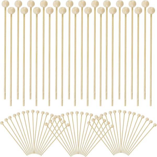 100PCS 6inch Rock Candy Sticks, Wood Swizzle Sticks for Hard Rock Candy, Cake Sticks & Drink Stirrer