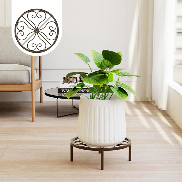 Chinpakden Brown Plant Stand Plant Holder - 10.24'' Short Flower Stand for Garden