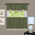 Darcy (Green/Camel) Tier and Valance Window Curtain Set - 58 Inch Width, 36 Inch Length - Light Filtering Drapes for
