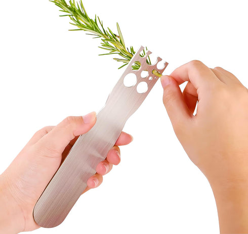 Herb Stripper Stainless Steel Tool, Metal Peeler for LooseLeaf Kale, Chard, Collard Greens, Thyme, Basil, Rosemary