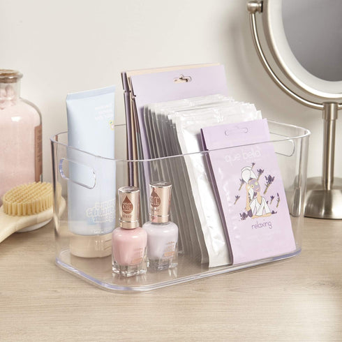 STORi Bliss 10" x 6" Open Compartment Clear Plastic Organizer, Rectangular Makeup & Vanity Container, Set of 2