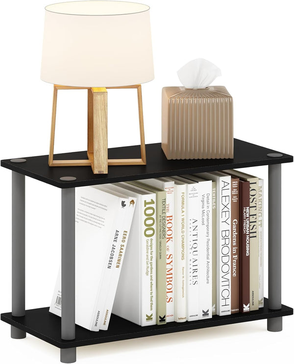 Furinno TURN-N-TUBE Side Table, 2-Tier Modern Rectangle End Table with Open Shelf,