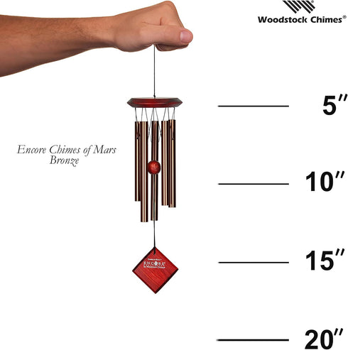 Woodstock Wind Chimes of Mars, 17" Bronze Small Light Sound Wind Chime Décor for Outdoor Garden