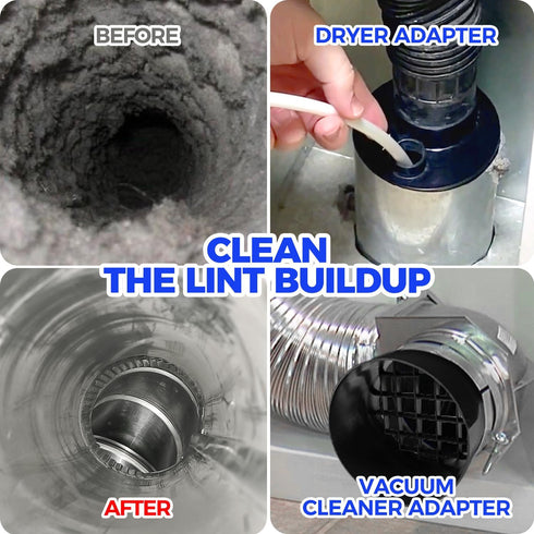 Holikme Dryer Vent Cleaner Kit, Dryer Cleaning Tool with Brush, Omnidirectional Blue Lint Vacuum Attachment