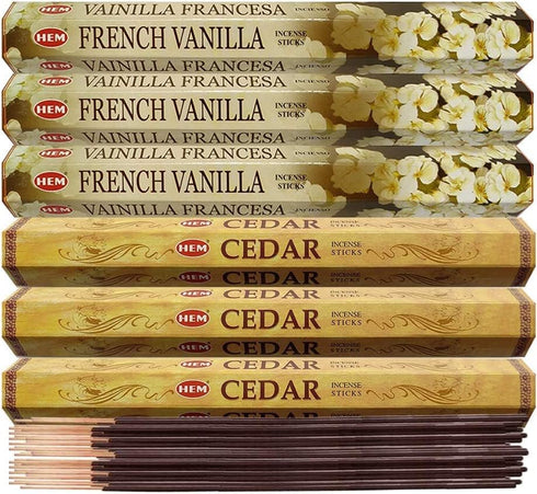 TRUMIRI French Vanilla & Cedar Incense Sticks Bundle - 120 Count, 6 Sets of 20 Sticks Each