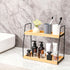 ZOBONETI Counter Countertop 2 Counter Bamboo Bathroom Organizer, Wooden Bathroom Sink Organizer, Ties Vanity Top Shelf