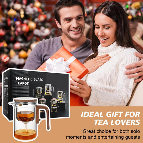 Package, 27oz/800ml Enchanti Tea Pot, Glass Teapot with Removable Infuser, Magnetic Loose Leaf Tea Steeper, Magic