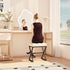 15.74" D11.81" W18.11" UHBD033Y YMYNY Vanity Stool, Linen Footrest Stool, Ottoman Bench with X-Shaped Metal Legs