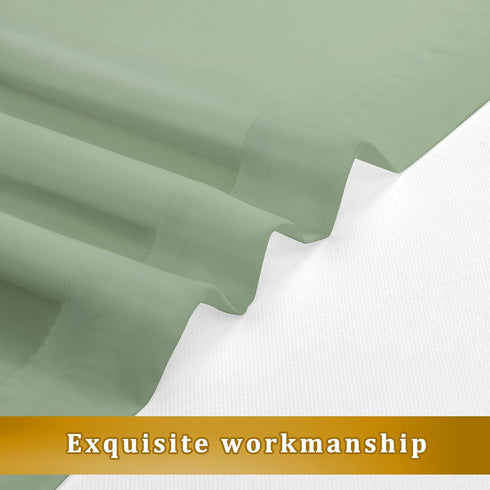 Sage Green Sheer Curtains, 36 inches Long, 2 Panels, Solid Cafe Curtains for Bathroom or Kitchen