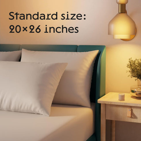 Niagara 2 Pack Standard Pillow Protectors - Zipper, Premium Cotton Sateen Blend, 20x26 Inches