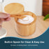 2 Countertop Timtopno Bamboo Salt Cellar, PCS Salt Container with Built-in Spoon, Salt Box Bowl with Magnetic Swivel