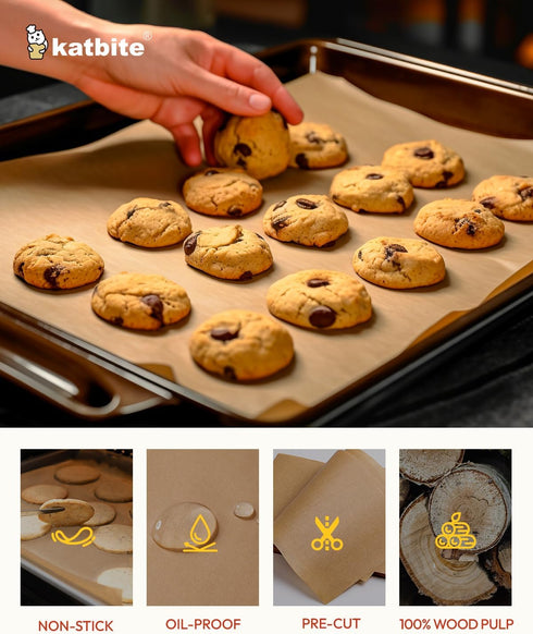 Katbite 350Pcs 9x13 In Parchment Paper Sheets: Heavy Duty Unbleached Baking Paper, Non-stick & Oil Proof