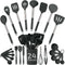 Silicone Kitchen Utensils Set, Culinary Couture 24-Pieces Grey Cooking Utensils for Nonstick Cookware
