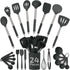 Silicone Kitchen Utensils Set, Culinary Couture 24-Pieces Grey Cooking Utensils for Nonstick Cookware