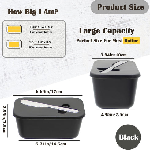 LERIYUFS Countertop, Plastic Butter Dish with Lid for Large Butter Container, Butter Dish with Lid and Knife, Airtight