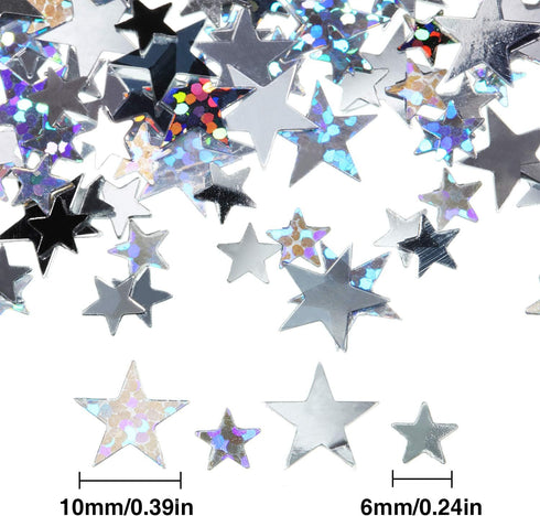 Hestya 60g Star Confetti Glitter Table Confetti for Party, Wedding, Festival Decorations (Silver Set, 10mm and 6mm)