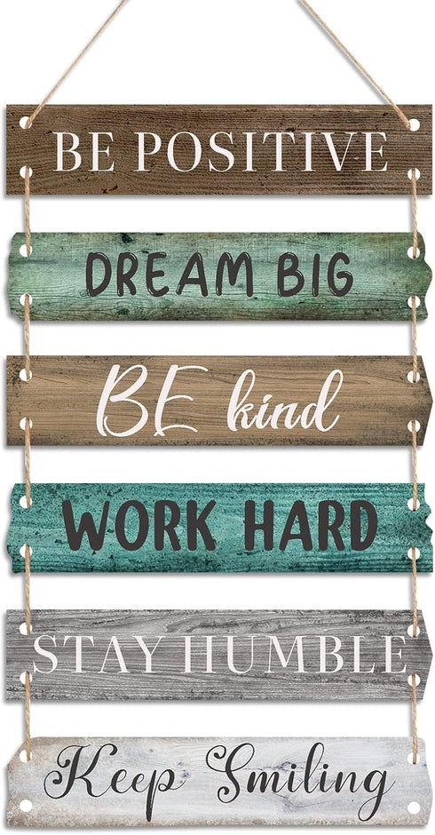 6 Pieces Rustic Wall Hanging Plaque Sign, Inspirational Wall Art, Farmhouse Wooden Door Signs with Motivational Quotes