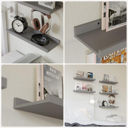 RICHER HOUSE Mounted Shelves for Wall Decor, Modern Picture Ledge Shelf with Lip for Wall Storage Nursery, Bedroom