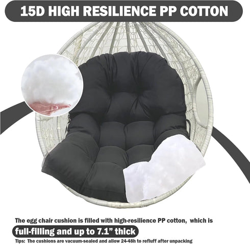 MQK Thick Egg Chair Cushion Replacement, Button Tufted Outdoor Swing Chair Cushion with High Elasticity PP Cotton