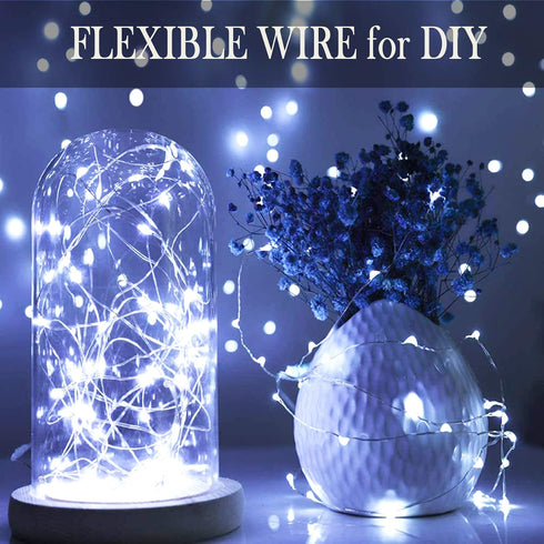 Twinkle Fairy Lights Battery Powered 20 LED on 7.2feet Silvery Copper Wire for DIY Wedding Party Decor (Cool White)