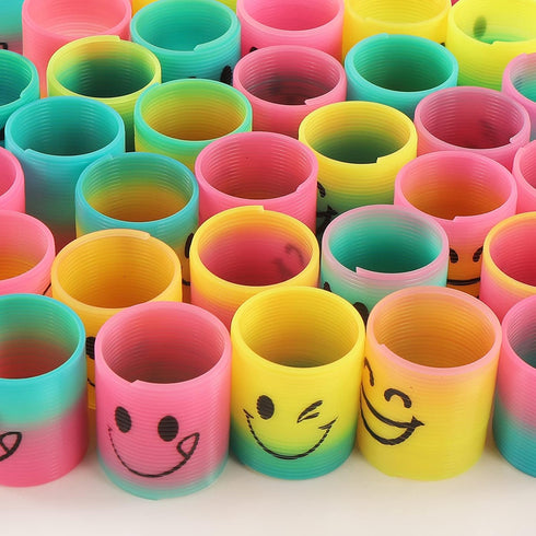 Fun-Here 30 Pack Spring Rainbow Magic Fidget Stress Coil Mini Springs Bulk Toys for Party Favor Carnival Prize Birthday