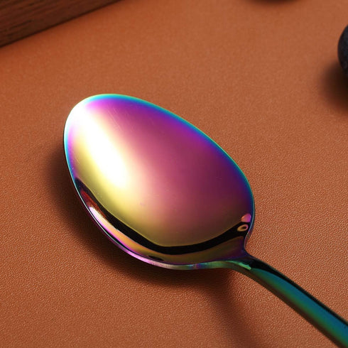 Berglander Rainbow Teaspoons Set of 4, 6.5" Stainless Steel Titanium Plating, Colorful Easy To Clean Silverware