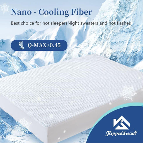 Nano-Cooling Fiber Mattress Protector King Size (76" x 80"), 100% Waterproof, Unrivaled Comfort for Every Family