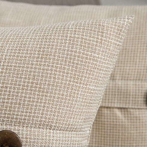 MIULEE Set of 2 Vintage Linen Pillow Covers with Triple Button Accent for Couch Sofa Bed Living Room Decor 18x18 Inch