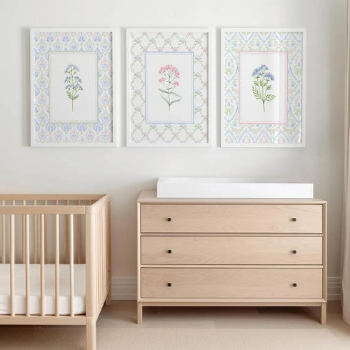 Lhoiplme 8x10x3 Inch Wildflower Nursery Wall Art Decor Baby Girl Room Canvas Prints Pastel Floral Wall Art Botanical
