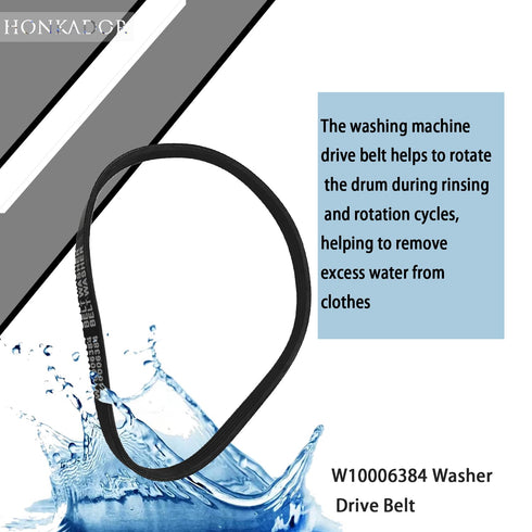 W10006384 Washer Drive Belt - Suitable for Whirlpool, Maytag, Kenmore Washing Machines, Replaces WPW10006384,