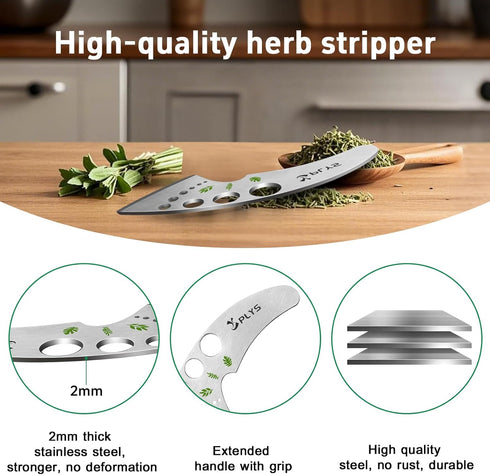 9 2026 Plys Herb Stripper Tool for Basil - Stainless Steel Kitchen Herb Cutter Holes, Unique Chef Tools for Kale