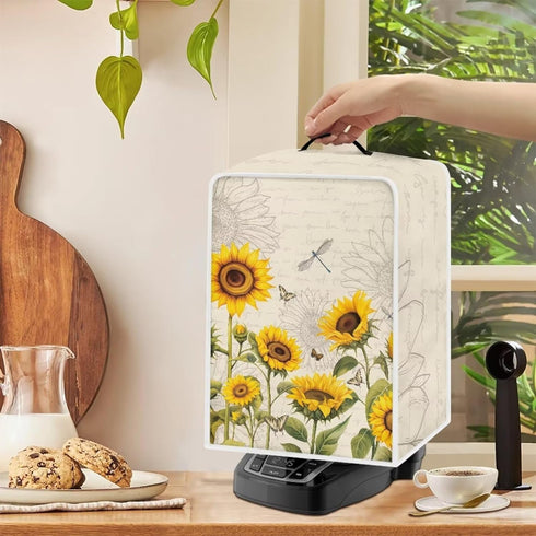 Sunflower Dustproof Waterproof Coffee Maker Cover for Small Kitchen Appliances, Fingerprint Protection Cover