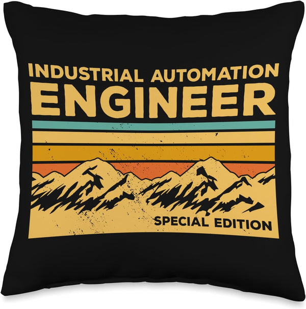 Vintage Industrial Automation Engineering Throw Pillow, Multicolor, 16x16