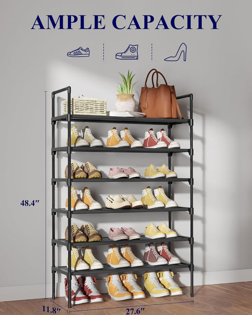6-Tier Closet, 27.6" 6 Kitsure Shoe Rack - Shoe Organizer, Shoe Rack for Entryway, Bedroom, Easy- Assembly Storage