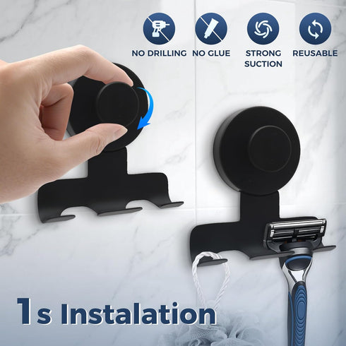 7KG Holder,2 Pack(Matte Suction Cup Razor Holder for Shower,Heavy-Duty Suction Hooks for Razor,Towel,Loofah,Removable