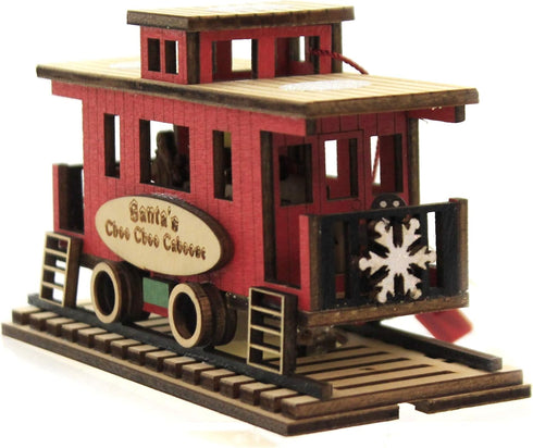 Ginger Cottages Santa’s Choo Choo Caboose Illuminated Ornaments for Christmas Tree