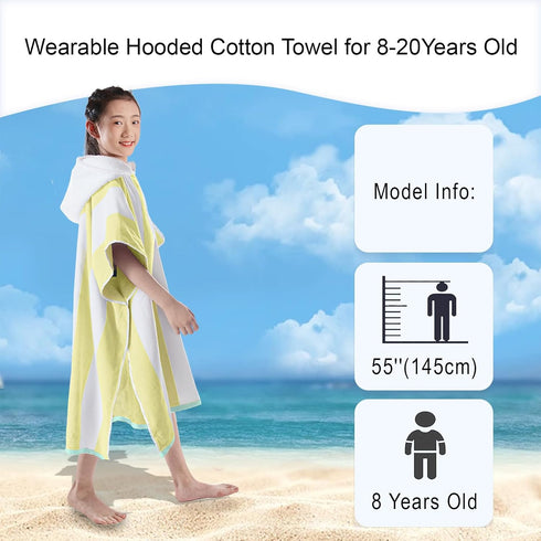8-16Years VOOVA & MOVAS Big Kids Hooded Towel Poncho | Large, Soft, Absorbent Cotton Towel Robe | | Versatile for Pool