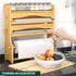 Shelf,4 1 12" Foil Plastic Wrap Organizer Dispenser - Wall Mounted Bamboo Kitchen Paper Towel Holder with Spice in Roll
